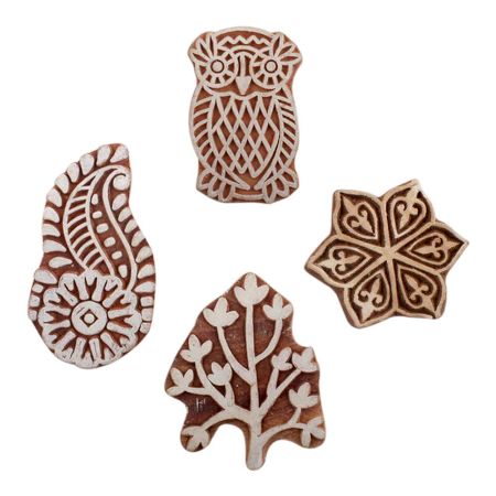 Set of 4 Piece New Mix Wooden Printing Block